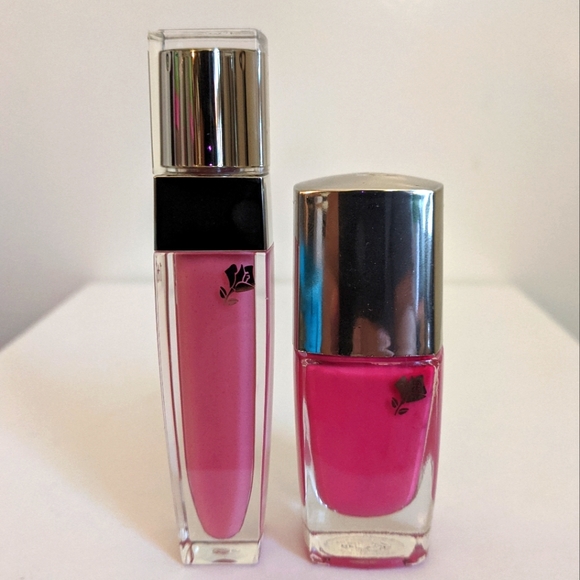🆕 Lancôme Bon Bon Strawberry Pink Color Fever Lip Gloss Nail Varnish Lacquer - Picture 2 of 9